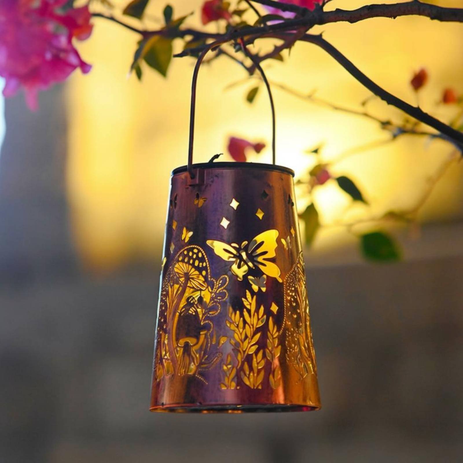 Outdoor Lighting Battery - Floral Garden Lantern Pattern Garden Luminary