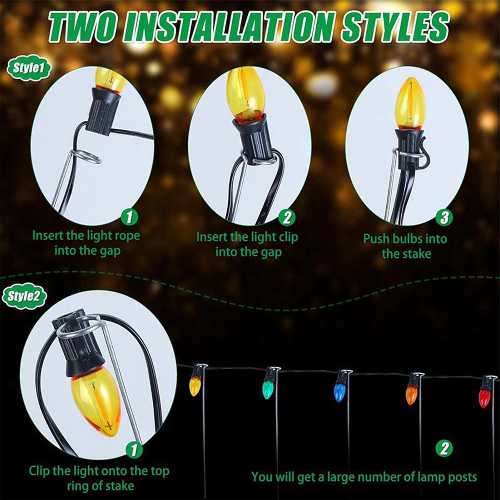 Outdoor Lighting Pathway - Christmas Light Stakes 12-Inch Lawn Ground