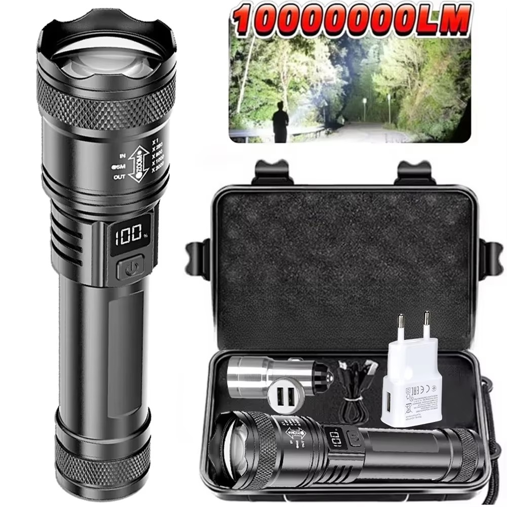 Outdoor Lighting House - Rechargeable LED Flashlight Zoomable Torch with