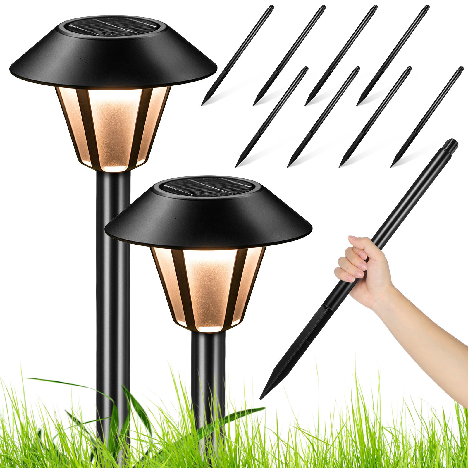 8Set Solar Light Stakes Black  - đánh giá và giá Outdoor Lighting Pathway