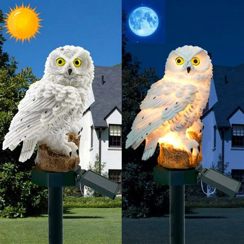 Solar Owl Statue Garden Light  - đánh giá và giá Outdoor Lighting House