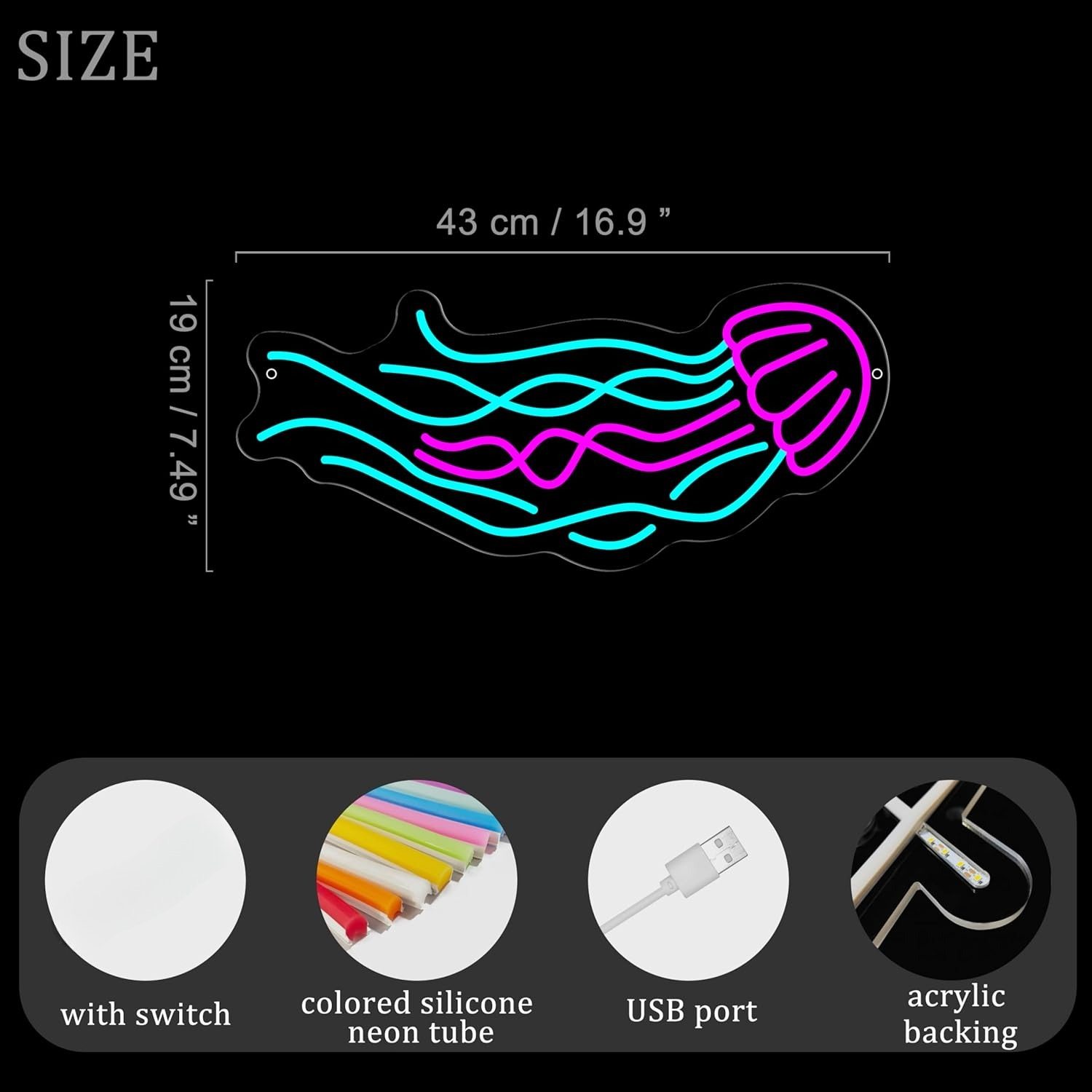 Jellyfish Neon Sign USB Dimmab - đánh giá và giá Outdoor Lighting Jellyfish