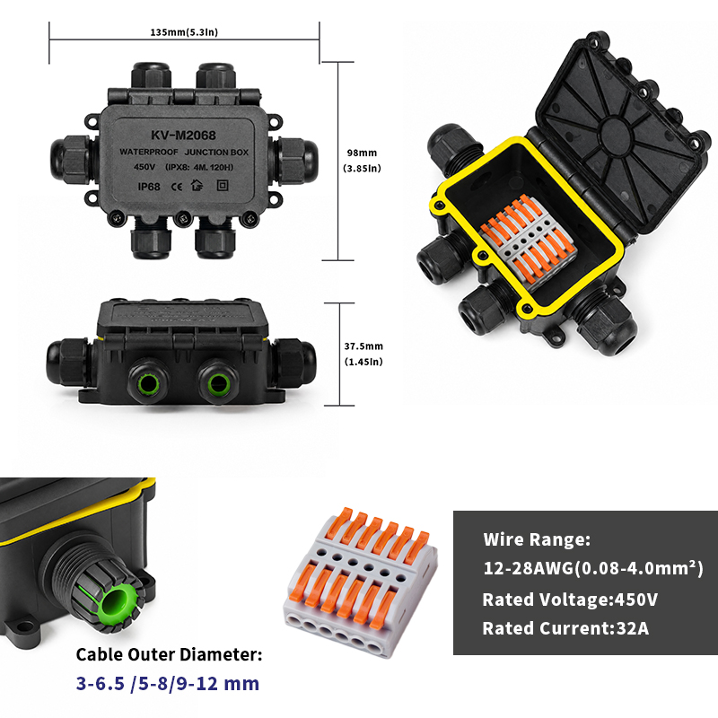 IP68 Waterproof Junction Box 2 - đánh giá và giá Outdoor Lighting Cable